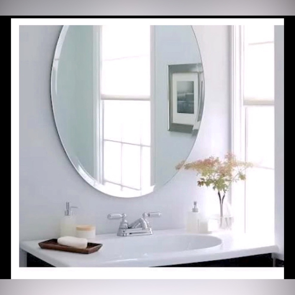 UShower Frameless Beveled Oval Bathroom Mirror NIB
